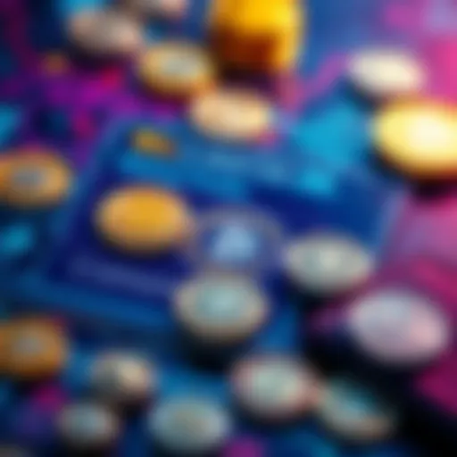 A digital wallet interface showing cryptocurrency coins, with symbols representing staking and liquidity pools, alongside a user seeking help.