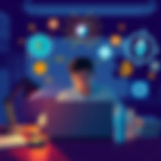 A person sitting at a desk with a laptop, contemplating whether to create a new cold wallet or import their Metamask wallet, surrounded by cryptocurrency symbols and wallet hardware.