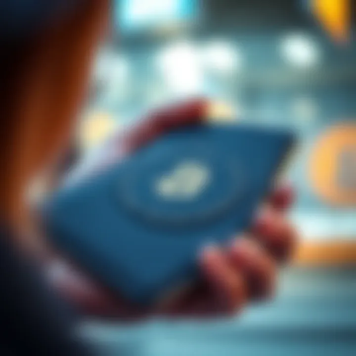 Person holding a cold wallet beside an iPhone, showing the wallet's compatibility and security features.
