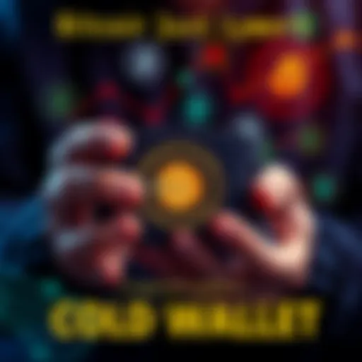 Person holding a hardware wallet with a Bitcoin logo on it, surrounded by digital currency icons