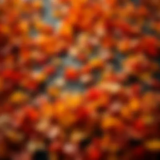 Vibrant autumn leaves in shades of orange and yellow scattered on the ground, symbolizing the excitement of October