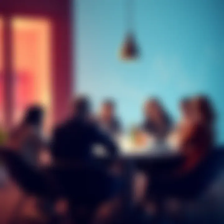 A group of people sharing ideas about bold investment choices around a table with charts and graphs