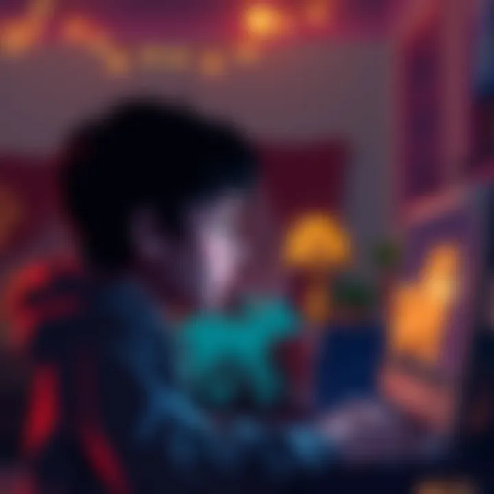 A person looking at a computer screen with a sad expression, reflecting on selling Doge cryptocurrency to meet financial needs. The background shows a cozy room, hinting at emotional struggles and support from the online community.