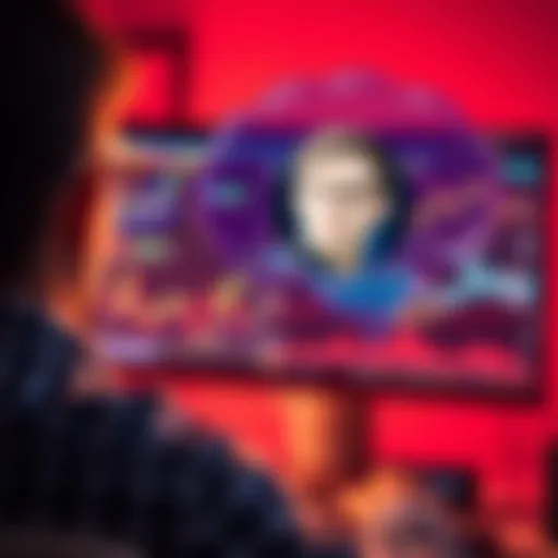 A person looking at a computer screen displaying cryptocurrency charts and graphs, with a thought bubble showing Vitalik Buterin's face for guidance.