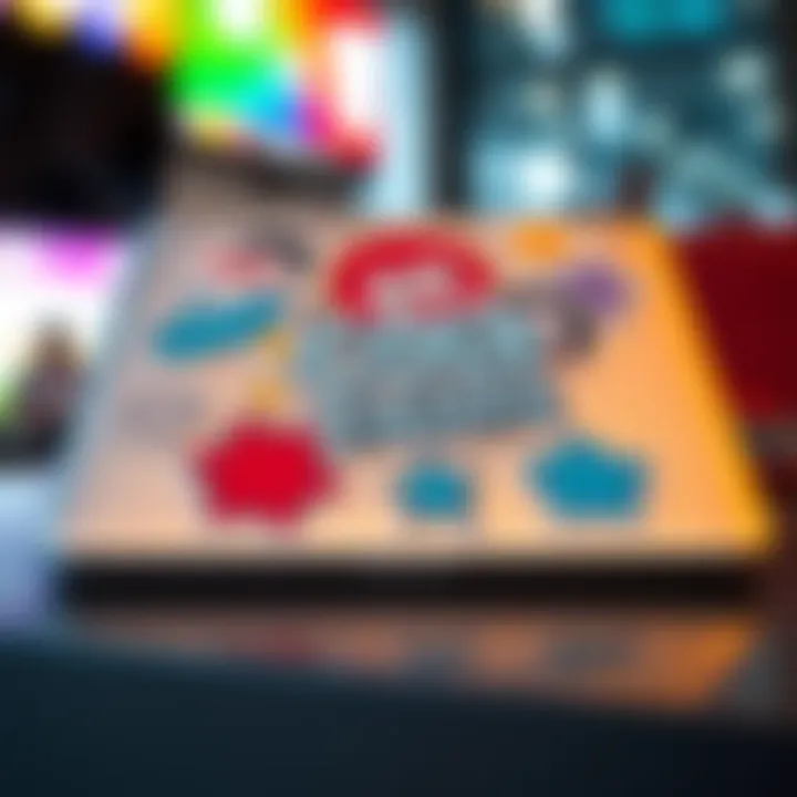 Colorful cold stickers placed on a laptop lid, showcasing a fun and creative design.