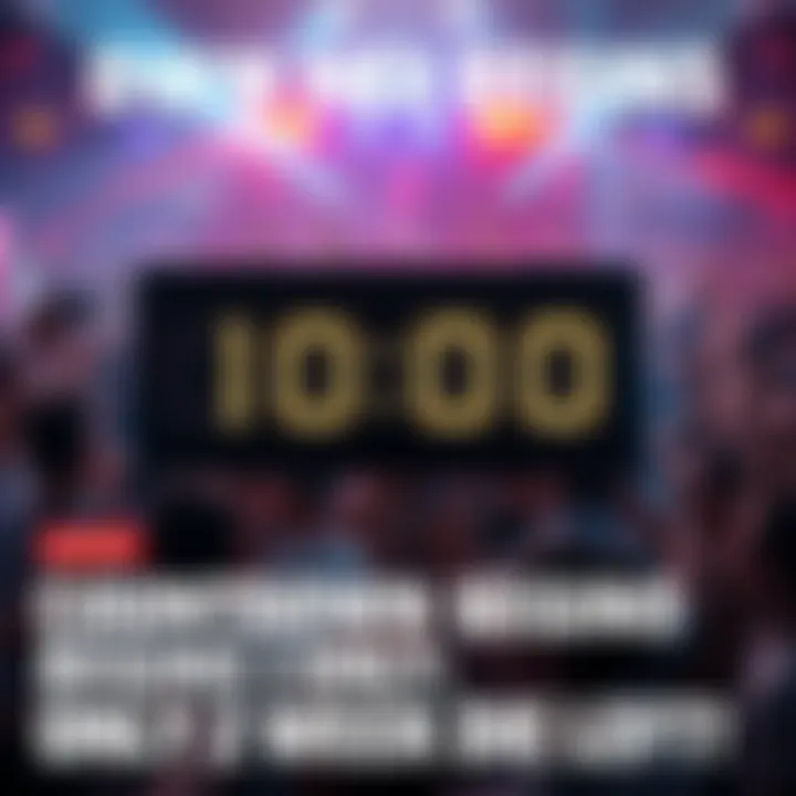 A countdown timer showing two weeks left with an excited crowd in the background