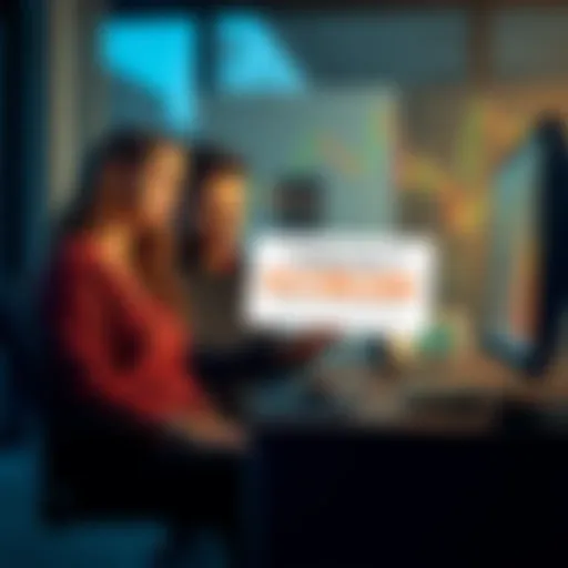 A couple looking worried as they receive a notification about their $6.8 million fine for cryptocurrency fraud, sitting in front of a computer with crypto charts visible.