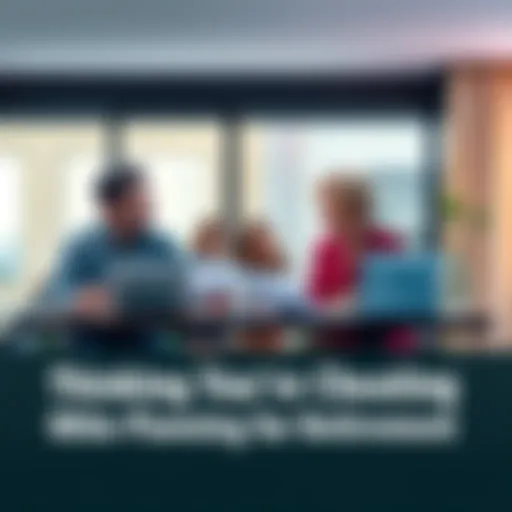 A couple sitting at a table with papers and a laptop, discussing financial plans and goals, looking concerned but engaged in conversation.