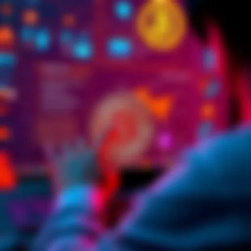 A person looking at a computer screen displaying a Bitcoin wallet interface, with a focus on seed phrase generation and wallet security, surrounded by digital icons representing cryptocurrency.
