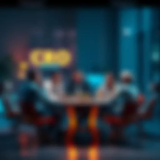 A group of people discussing their earnings in CRO, sharing insights and experiences at a round table.