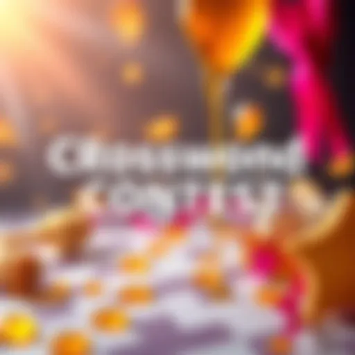 A colorful announcement for a crossword contest with hints of honey and prizes, featuring crossword grid elements.
