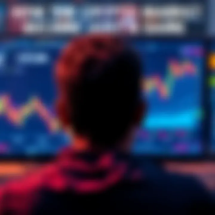 Crypto market game concept A person looking frustrated at a computer screen displaying fluctuating cryptocurrency charts, symbolizing the feeling of the crypto market as a rigged game.