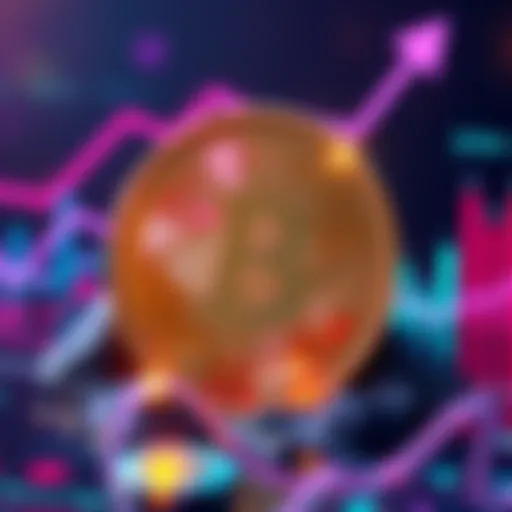 A visual representation of a shiny coin marked with a dollar sign, symbolizing a $1 cryptocurrency, surrounded by upward trending graphs and digital elements