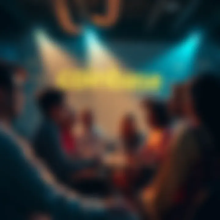 A group of people in a lively discussion about cryptocurrency, highlighting community engagement and the Coinbase initiative.
