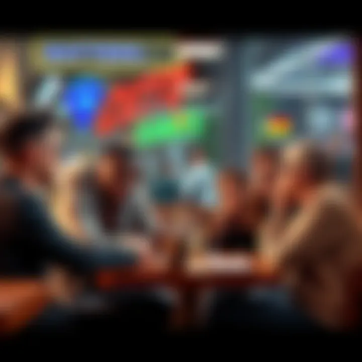 A group of young people passionately discussing cryptocurrency investments at a coffee shop