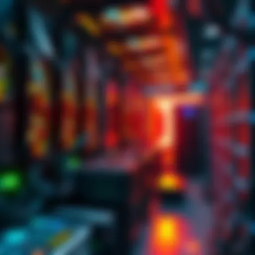 A cryptocurrency mining setup with graphics processing units (GPUs) being used for artificial intelligence tasks, showcasing potential increased profit.