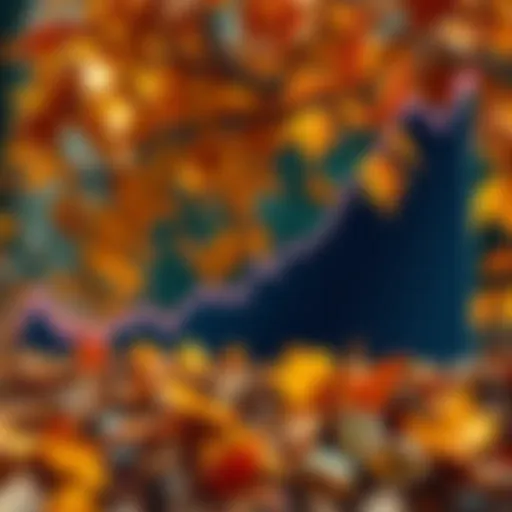 A graph showing increasing cryptocurrency values with autumn leaves in the background, symbolizing Uptober.