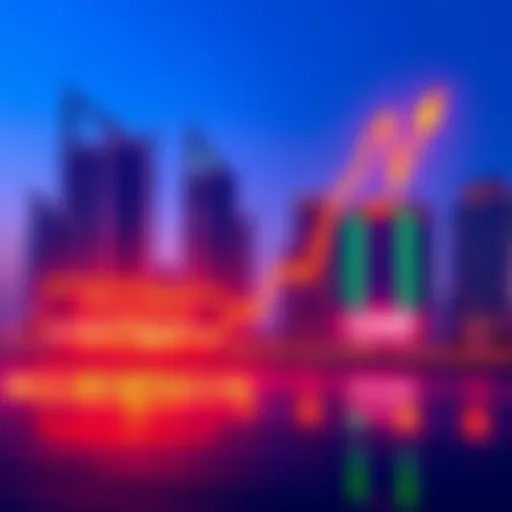 Graph showing cryptocurrency growth in the UAE with buildings in the background