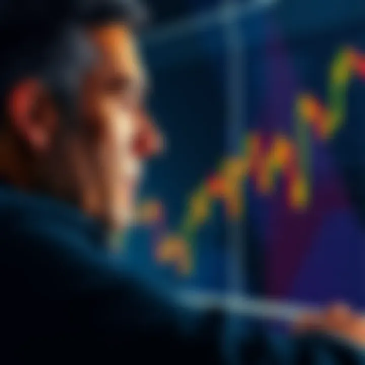 A calm investor looking at a cryptocurrency chart with a slight smile, reflecting on market losses and strategies for recovery.