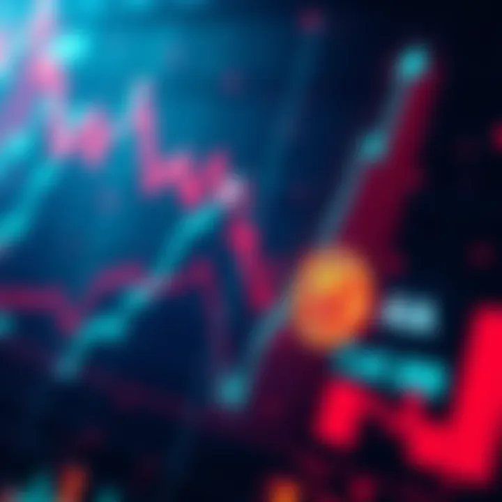 Crypto Market Decline Graph showing Bitcoin and altcoins declining, with QRE and AIA logos highlighted for gains