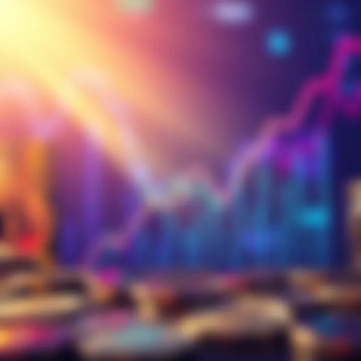 An illustration showing a downward trend in cryptocurrency value with a graph and coins in the background.