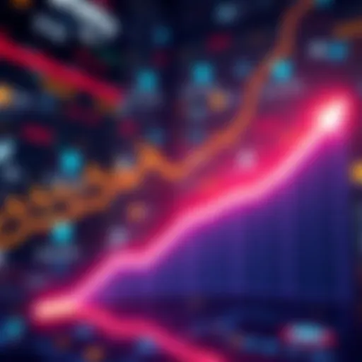 An upward trend graph representing growth in the cryptocurrency market after interest rate cuts, with digital currency symbols in the background.