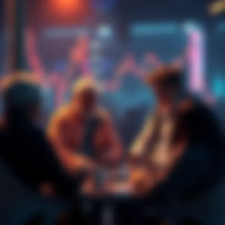 A group of seasoned crypto experts discussing market trends and experiences during bull and bear phases.