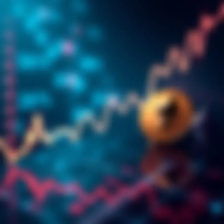 A graph showing decreasing volatility in the crypto market alongside images of Bitcoin and Ethereum logos, symbolizing less retail excitement and participation.