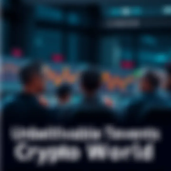 A group of concerned people looking at cryptocurrency charts on screens, showing a sudden drop in prices with red indicators and graphs.