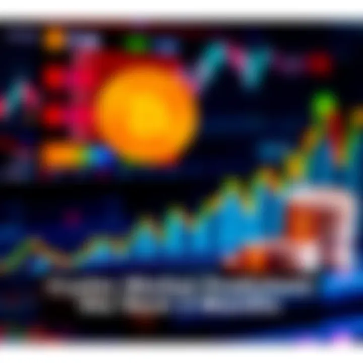 Graph showing rising and falling cryptocurrency prices with a digital wallet and coins in the background