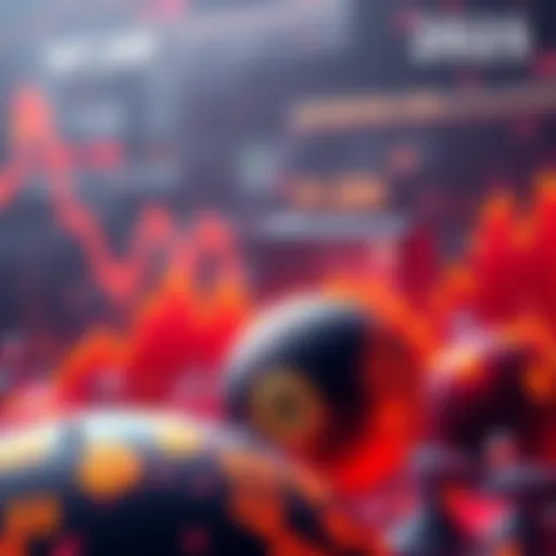 A digital representation of cryptocurrency trends in 2025, featuring Bitcoin graphs, AI symbols, and a globe indicating geopolitical changes.