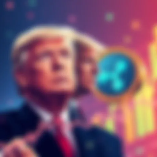 Illustration showing Bitcoin symbol, President Trump, Nvidia logo, and Ripple icon representing recent market news