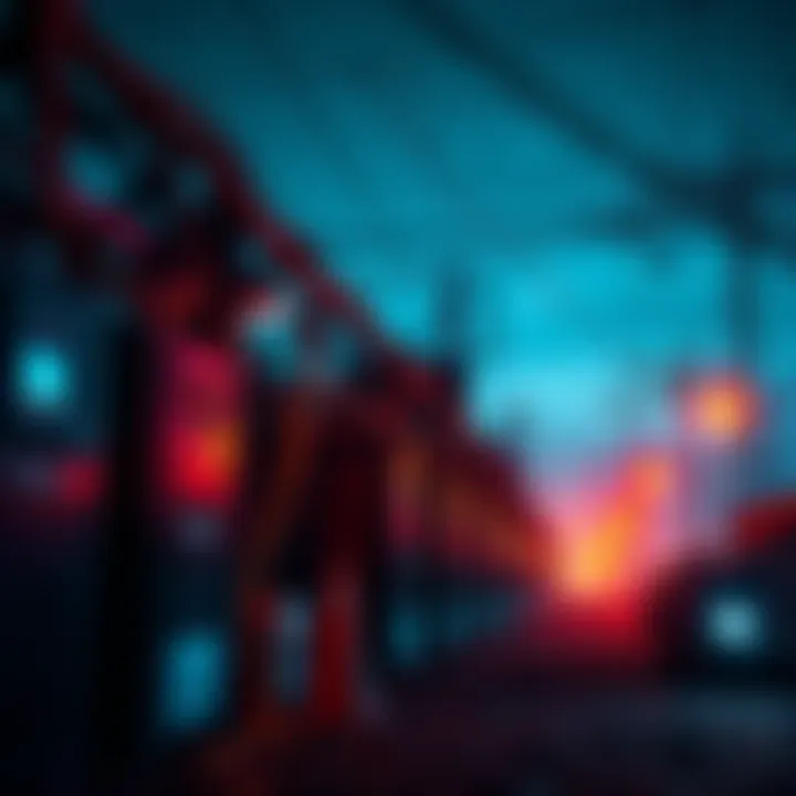 Authorities investigating crypto miners accused of stealing electricity in Malaysia, with power lines and mining equipment in the scene.