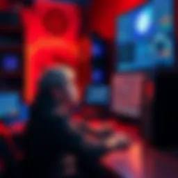 A person sitting at a computer with multiple mining rigs and screens showing various cryptocurrencies, looking thoughtful about past mining efforts.