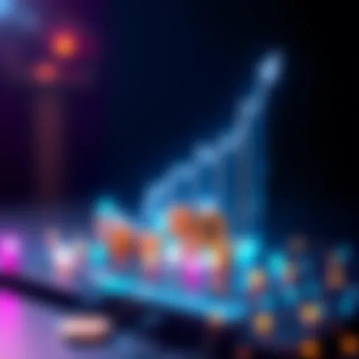 A graphic showing a rising chart with coins and a community connecting, symbolizing the growth of a cryptocurrency project through solid strategies.