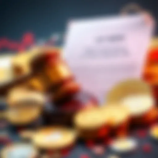 A visual representation of cryptocurrency coins with a gavel and a regulatory document, symbolizing the shift from ambition to regulation in the crypto industry.