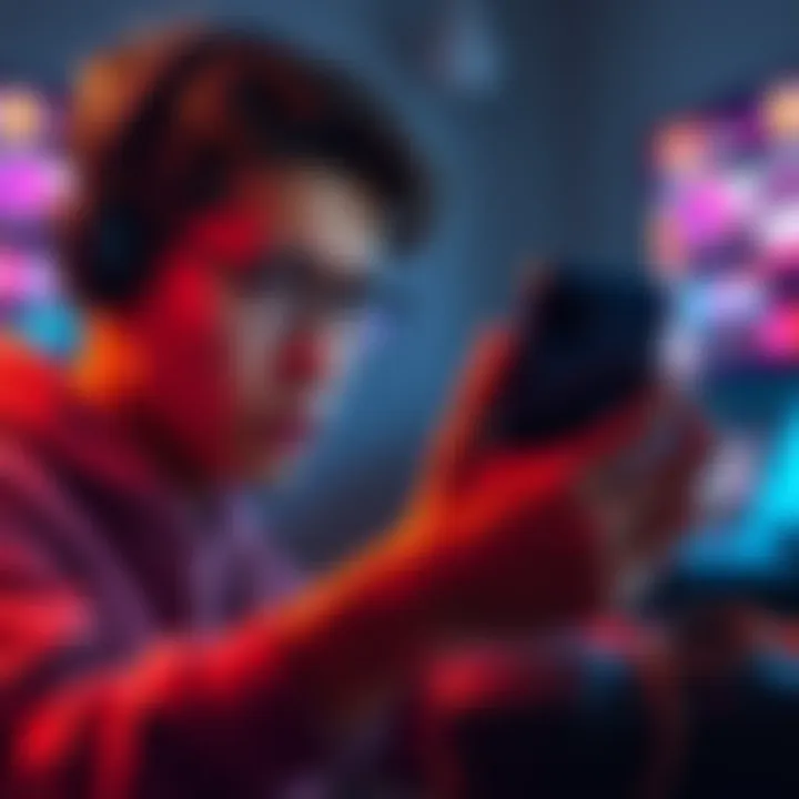 A gamer looks worried while checking their smartphone, showing concern over possible cryptocurrency theft due to a Unity flaw.