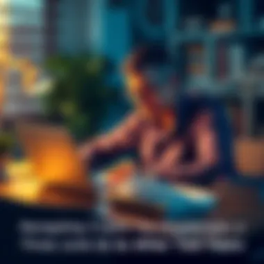 A person sitting at a desk with a laptop and papers, looking stressed while calculating crypto taxes
