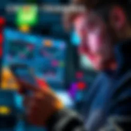 A beginner looking at a smartphone displaying cryptocurrency charts and apps, reflecting interest in crypto trading