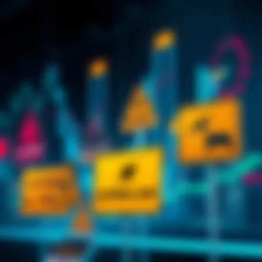 A graphic showing warning signs related to cryptocurrency trading, emphasizing caution and avoiding scams.