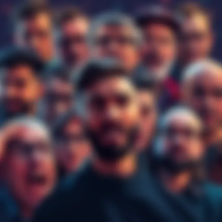 A collage of people's expressions showing excitement and regret while trading cryptocurrencies, reflecting their highs and lows in crypto round trips.