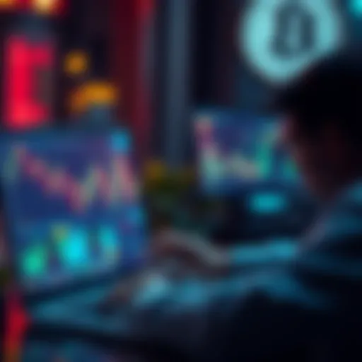 Person looking at cryptocurrency charts on a laptop, considering a trading offer from a friend.
