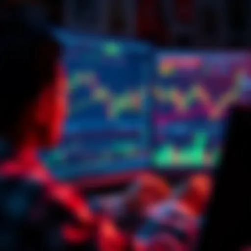 A person analyzing cryptocurrency charts with Dollar Cost Averaging strategy on a computer screen, focusing on exit points for CRO investments.