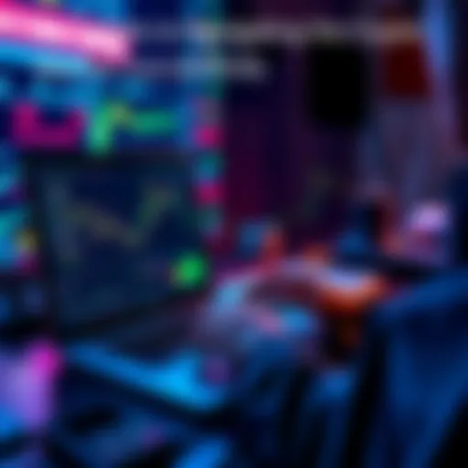 A person analyzing cryptocurrency trends on a laptop with charts and graphs displayed