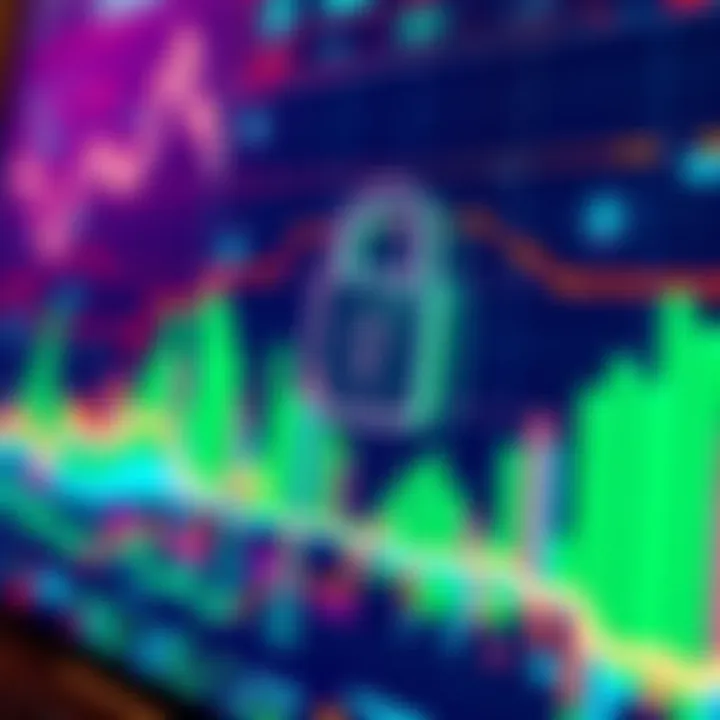 A graph displaying transaction data with a lock symbol, representing security and transparency in cryptocurrency reporting