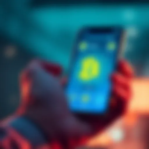 A person using a smartphone displaying cryptocurrency icons, symbolizing acquiring gas for transactions