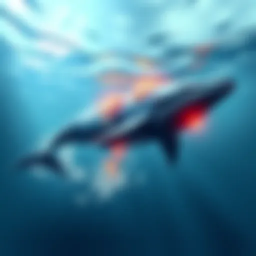 A graphic showing a whale swimming away from long positions, representing a bearish trend in the crypto market.