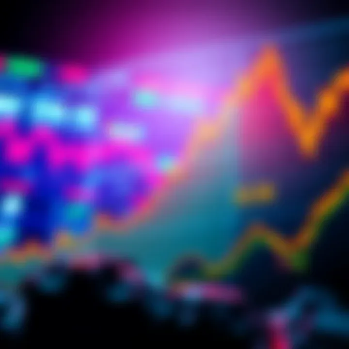 A graph showing upward trends in cryptocurrency prices, indicating an approaching all-time high. Traders and investors are engaged and excited about the potential gains.