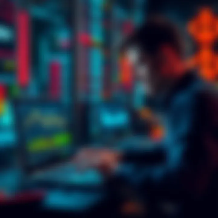 A person looking at cryptocurrency exchange platforms on a laptop with charts and graphs visible
