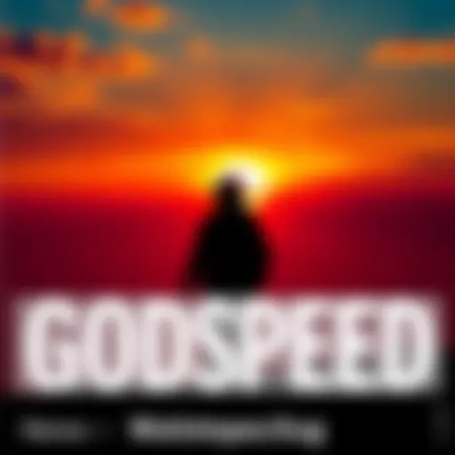 A serene sunset with a silhouette of a traveler setting off on a journey, symbolizing hope and good wishes.